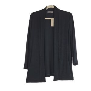 Chico's Top Open Front Slinky Cardigan Jacket Size 2/Large Black Stretch NEW